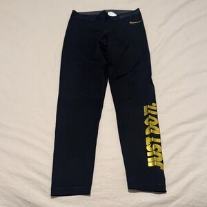 Nike Black Leggings with Gold Just Do It Print